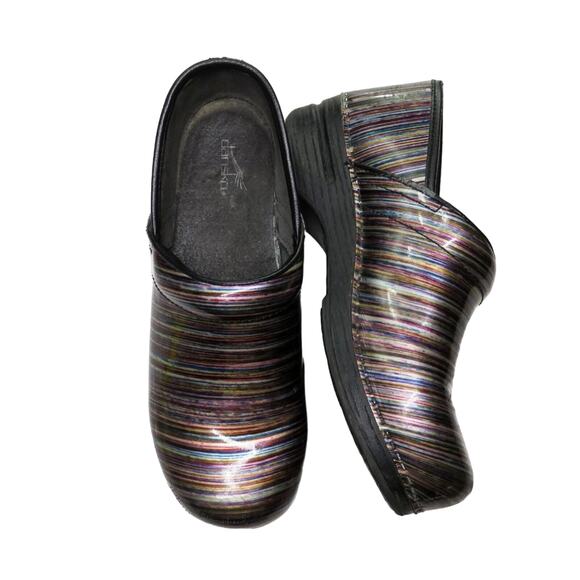 Dansko Pro XP Clogs Rainbow Multicolor Striped Professional Clogs - Picture 2 of 13